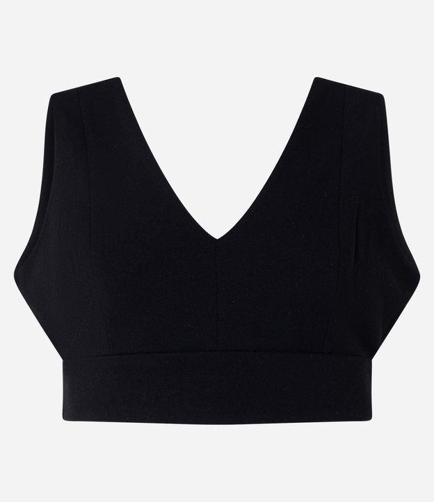 Blusa Cropped em Crepe com Decote em V Abotoamento nas Costas - 1