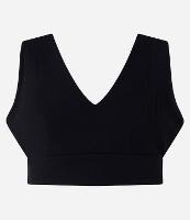 Blusa Cropped em Crepe com Decote em V Abotoamento nas Costas - 1