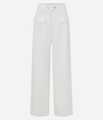 Calça Wide Leg em Alfaiataria com Cós Transpassado e Pala com Lapela