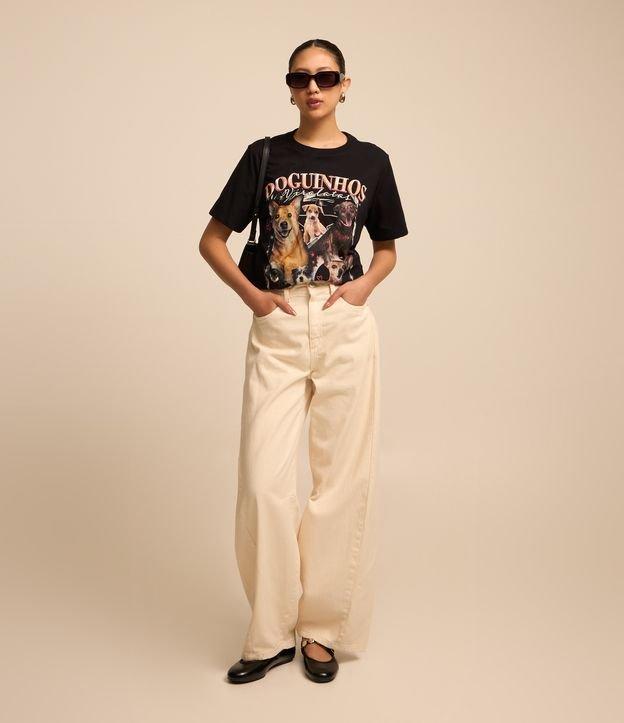 Calça Barrel em Sarja com Cós Largo - 1