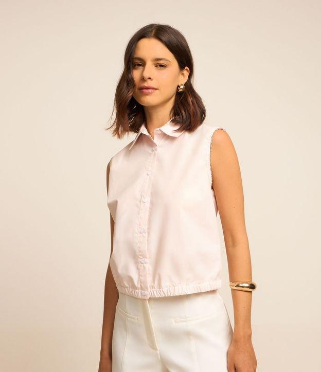 Camisa sem Manga em Tricoline com Detalhe de Strass na Cava - 2
