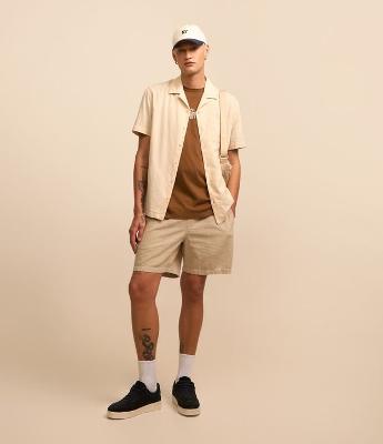 Bermuda em Algodão com Cós Elástico e Textura