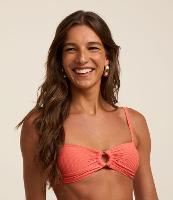 Biquíni Top em Microfibra com Efeito Canelado e Aviamento de Madeira Central - 1