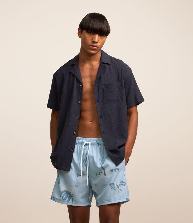 Bermuda Com Cós Elástico e Estampa de Folhagens - 2