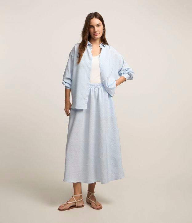 Saia Longa com Estampa Listrada e Strass Aplicados - 3