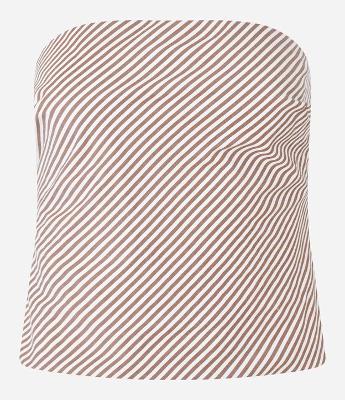 Blusa Tomara Que Caia em Tricoline Listrado com Lastex