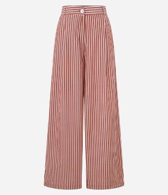 Calça Pantalona Listras em Chalis com Passantes