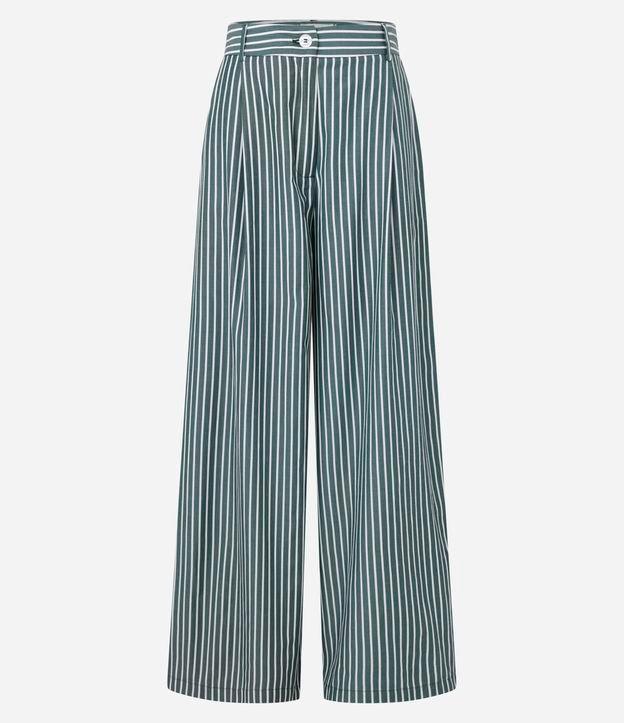 Calça Pantalona Listras em Chalis com Passantes - 1