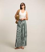 Calça Pantalona Listras em Chalis com Passantes - 2