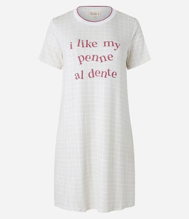 Camisola Curta com Lettering e Estampa Quadriculada - 1