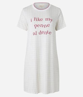 Camisola Curta com Lettering e Estampa Quadriculada