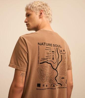 Camiseta Comfort em Algodão Estonado com Estampa Nature Soul