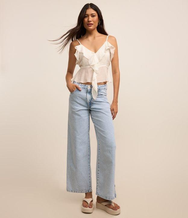 Blusa Peplum de Alça em Vicose Twill Texturizada - 2