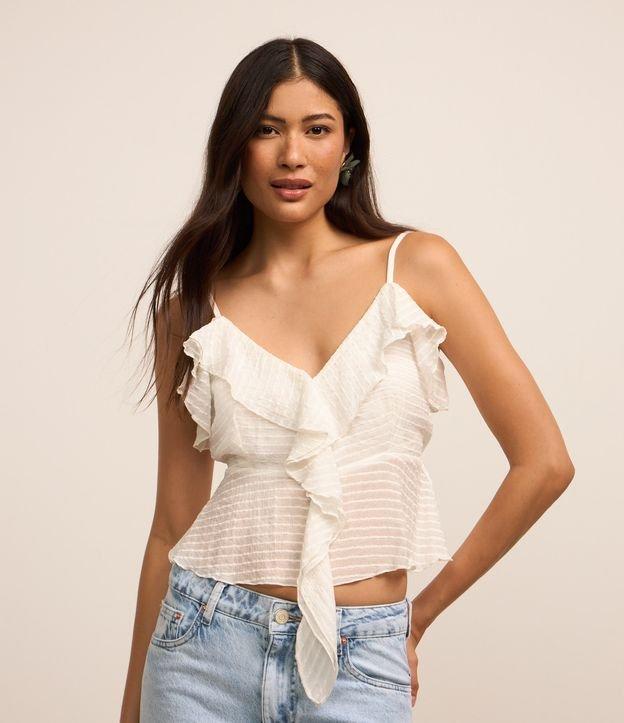 Blusa Peplum de Alça em Vicose Twill Texturizada - 3