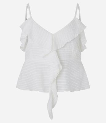 Blusa Peplum de Alça em Vicose Twill Texturizada