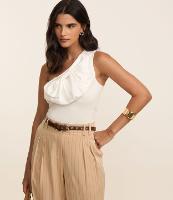 Blusa Ombro Só em Ribana com Laço no Decote - 2