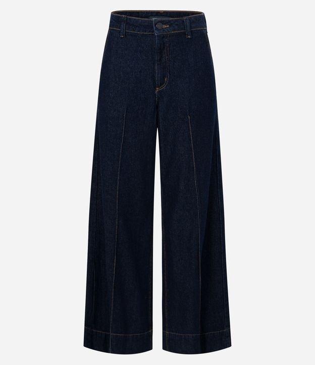 Calça Pantalona em Jeans com Friso Frontal - 1
