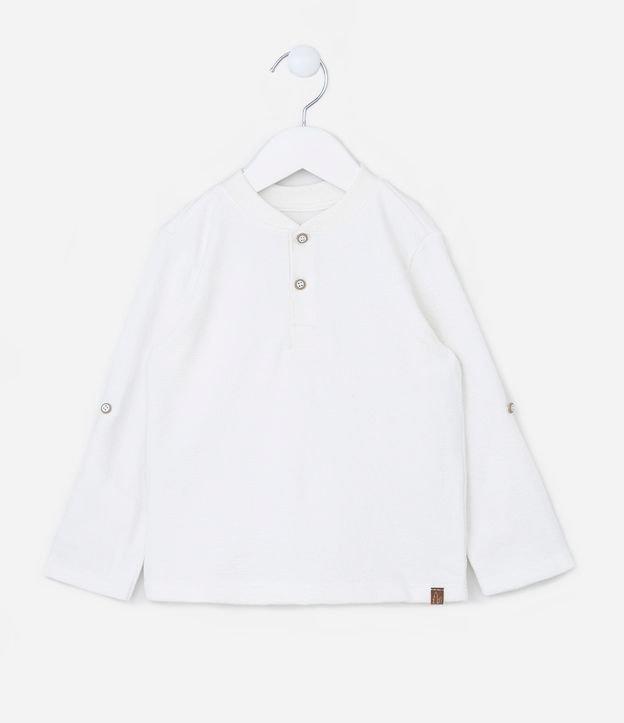Camiseta Infantil Texturizada com Botões na Gola - Tam 1 a 5 Anos - 1