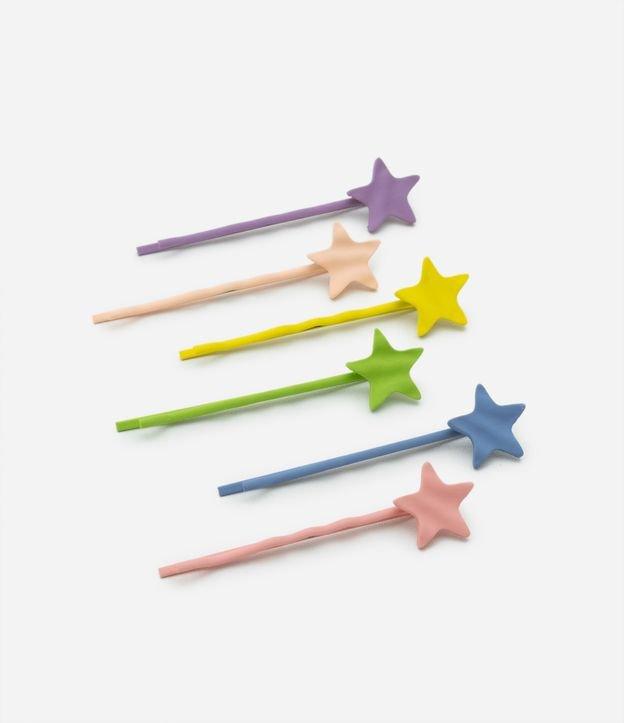 Kit 06 Presilhas De Cabelo Infantil em Formato de Estrelas - Tam U - 1