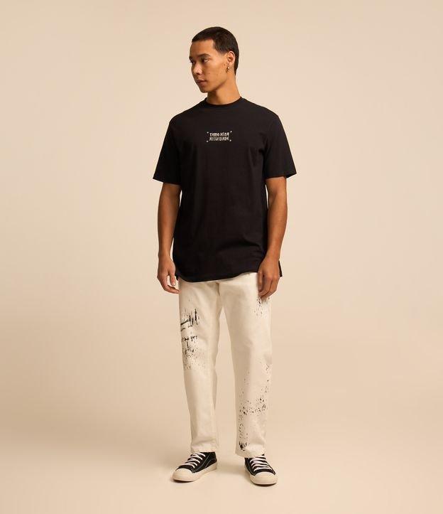 Calça Slin em Sarja com Estampa Lettering - 1