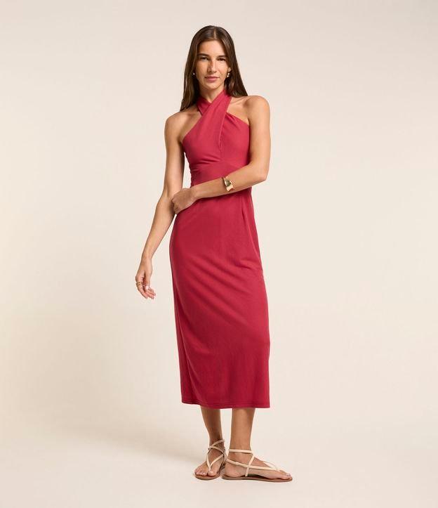 Vestido New Midi em Malha Piquet com Amarração no Pescoço - 2