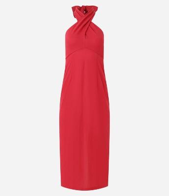 Vestido New Midi em Malha Piquet com Amarração no Pescoço