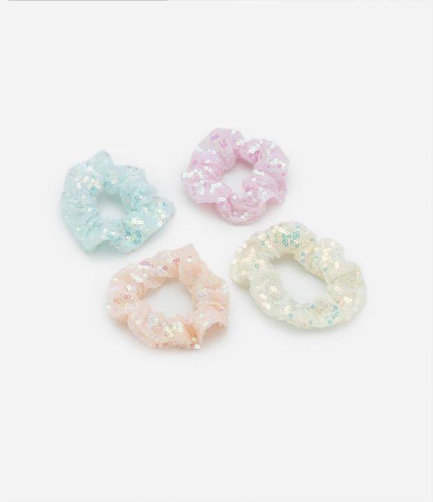 Kit 04 Scrunchies Infantis com Paetês - Tam U - 1