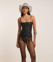 Body de Alça Sem Bojo em Tule com Flores Metalizadas - 2