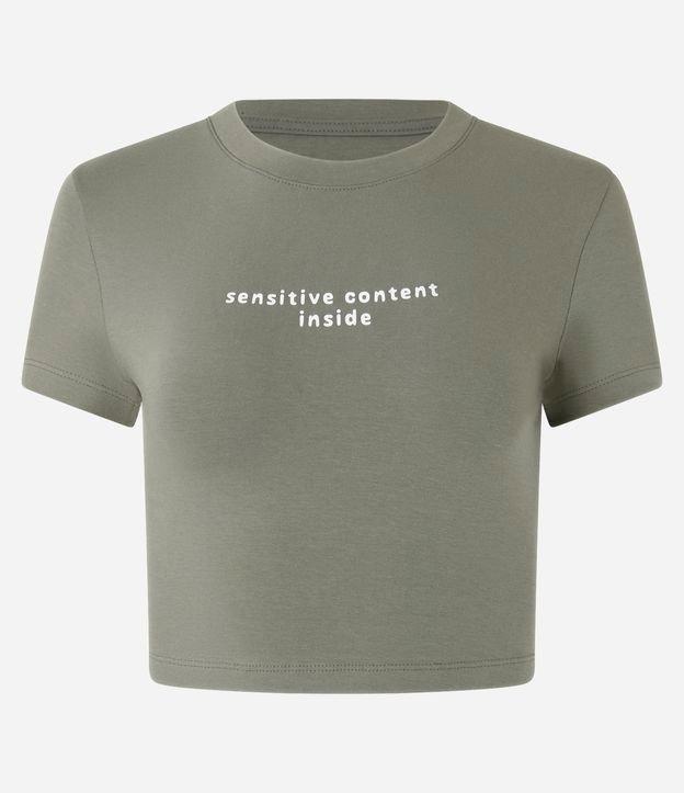 Blusa New T-shirt em Ribana com Estampa Lettering Sensitive Content Inside - 1