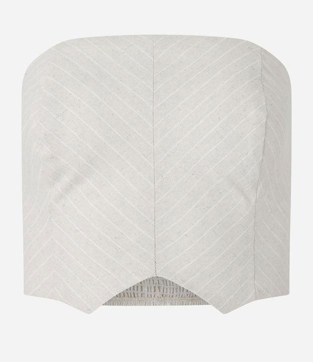 Blusa Cropped Tomara que Caia em Viscolinho com Listras - 1