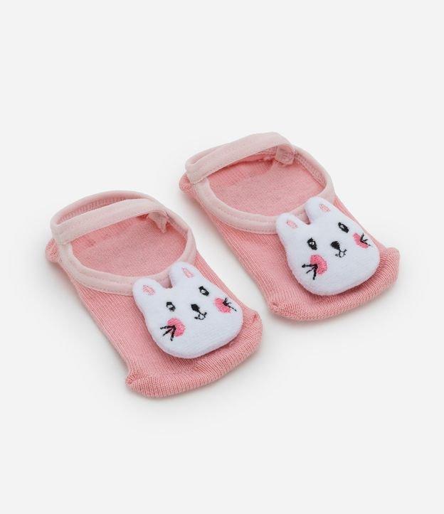 Meia Sapatilha Infantil com Bordado Gatinha - Tam 0 a 12 meses - 1