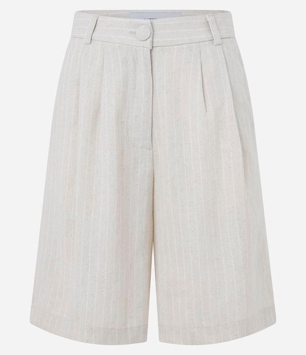 Short Alfaiatado em Viscolinho com Pregas e Listras - 1