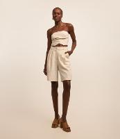 Short Alfaiatado em Viscolinho com Pregas e Listras - 2