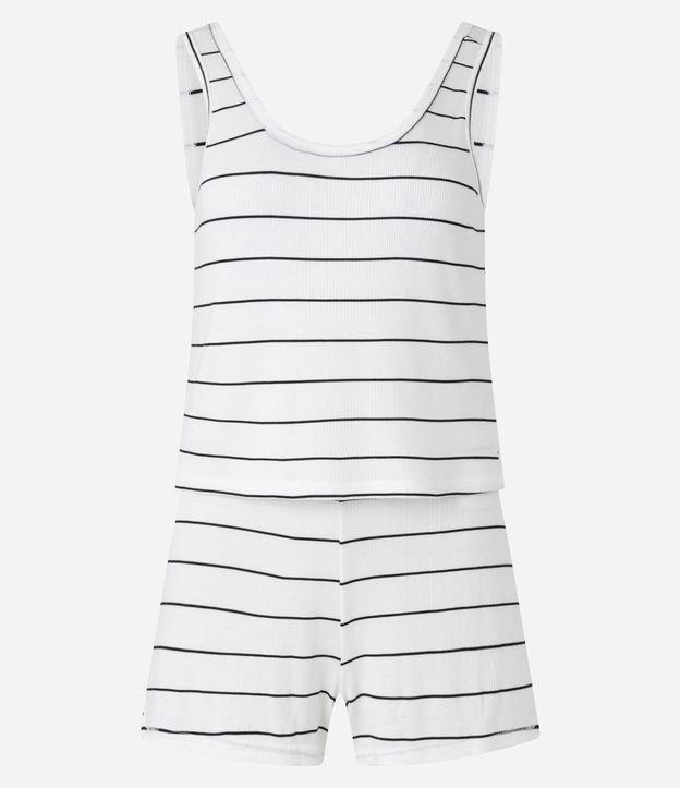 Pijama Short Doll em Ribana com Estampa Listras a Fio Tinto - 1