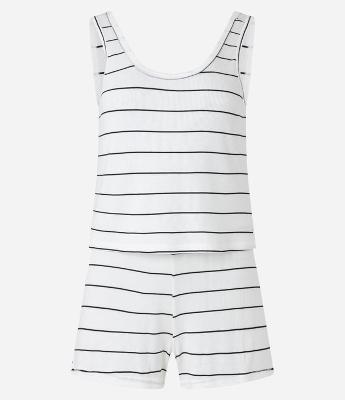 Pijama Short Doll em Ribana com Estampa Listras a Fio Tinto