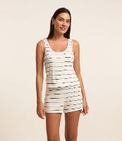 Pijama Short Doll em Ribana com Estampa Listras a Fio Tinto - 2