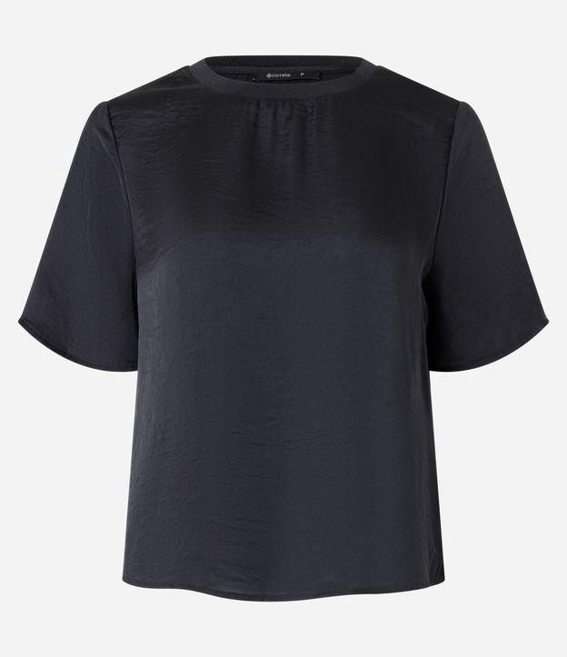 Blusa Acetinada com Gola em Ribana - 1