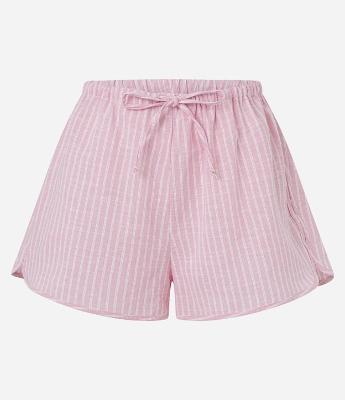 Saída de Praia Short em Voil com Estampa em Fio Tinto