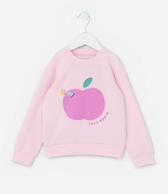 Blusão Infantil em Modal com Estampa Love Apple - Tam 1 a 5 Anos