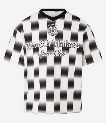 Camiseta Boxy Sportcore em Malhão com Estampa Quadriculada e Lettering