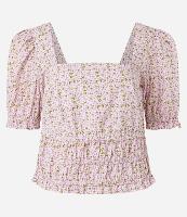 Blusa em Tricoline com Manga Bufante e Estampa Floral - 1