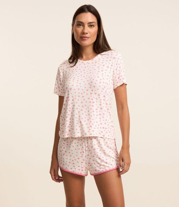 Short De Pijama em Viscose com Estampa de Coração - 2