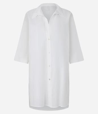 Saída de Praia Camisa em Voil com Manga 3/4 e Abotoamento