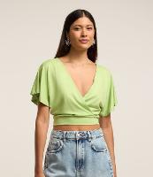 Blusa Curta em Crepe com Transpasse - 2