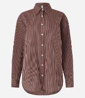 Camisa Oversized em Tricoline com Listras em Fio Tinto - 1