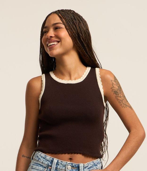 Blusa Regata Baby Look com Textura e Detalhe de Ondinhas nos Viés - 1