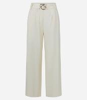 Calça Wide Leg em Viscolinho com Cintura Alta e Cinto com Fivela de Metal - 1