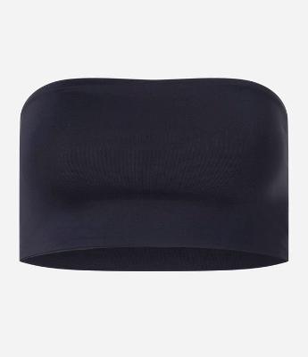 Top Faixa Sem Bojo Em Microfibra  E Textura Canelada