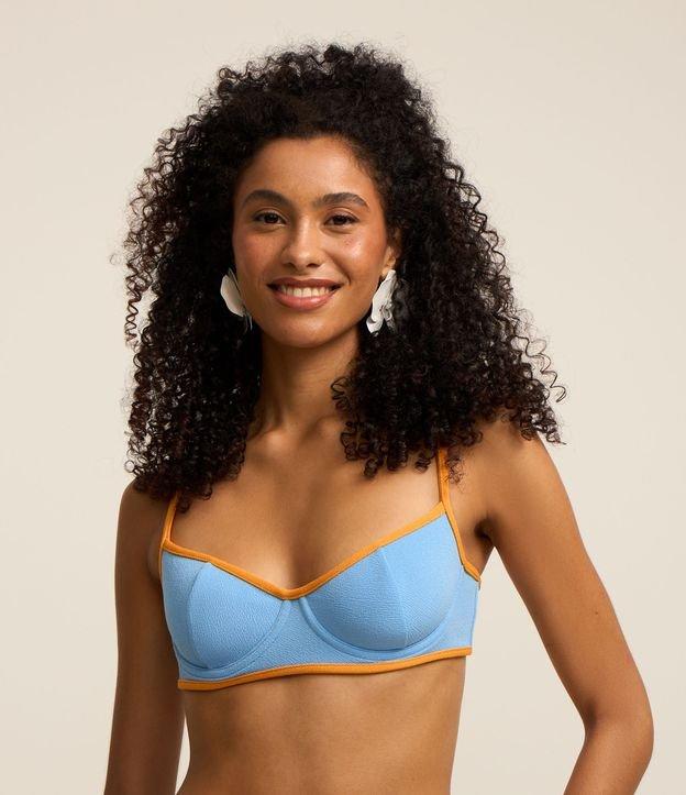 Biquíni Top Meia Taça Texturizado com Viés Contrastante - 1