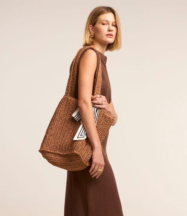 Vestido Midi Texturizado em Algodão com Fenda - 3